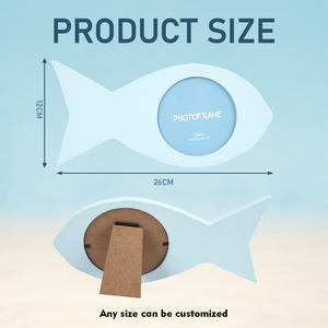 إطار صور صيفي على شكل سمكة MDF 4x4 بوصة على شكل سمكة زرقاء فاتحة لتزيين المقهى المنزلي - Product Image 4