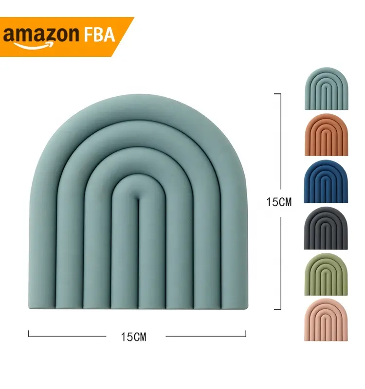 Ý tưởng sản phẩm mới 2024 cầu vồng Silicone bảng Mat Coaster cong chịu nhiệt Nồi chủ Coaster