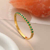 Bracelet jonc en zircon souverain pour femme, couleur or, bijou brillant, cadeau pour elle, ton or fin, empilable, style tendance, vente en gros