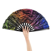 Éventail Pliant Classique Personnalisé avec Impression Musicale, Grande Taille, Manche en Bambou, Haute Qualité, Durable, 33 CM, pour Fêtes DIY, Vente en Gros