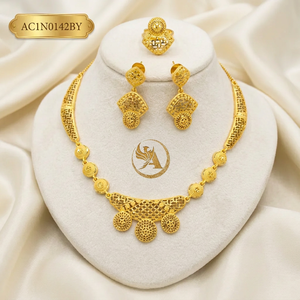 Gold Plated Jewelry <b>Necklace</b> Earring & <b>Ring</b> for Girl & Woman - Product Image 1