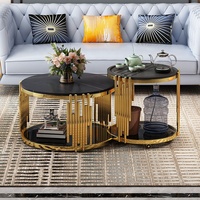 Table basse moderne en verre avec structure métallique, ronde, pour salon, hôtel, appartement (vente en gros)