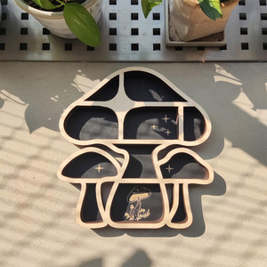 Étagères flottantes en bois en forme de champignon, étagère murale pour l'affichage des cristaux, décoration murale mignonne en forme de champignon, organisateur de rangement pour pierres précieuses - Product Image 3
