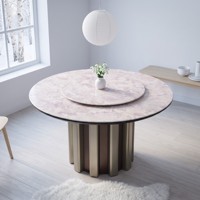 Table de salle à manger et ensemble de chaises en marbre de luxe moderne, modèle Slate Circle