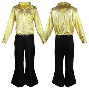Traje de Actuación Unisex con Estampado Brillante, Spandex y Poliéster, Negro y Dorado, para Cantantes, Hip Hop y Baile - Product Image 2
