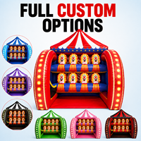 Stand de jeu gonflable sur le thème du cirque personnalisé, en PVC, avec jeu interactif de cible de clown, pour événements extérieurs, festivals, fêtes, location