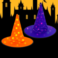Cappello da Strega LED Luminoso per Costume di Halloween, Stampa Ragnatela, Cappello Illuminato per Adulti per Feste e Cosplay, Decorazione Arancione Viola Bianca