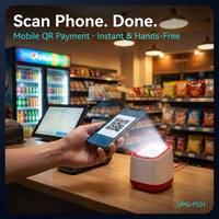 Lecteur de codes-barres 2D de bureau UMG-FS31 640X480 CMOS 360° °   Lecteur de code QR USB à détection automatique pour paiement mobile en magasin et caisse