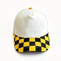 Gorra de Béisbol Trucker Personalizada con Estampado a Cuadros de Dos Tonos, Deportiva, 100% Algodón, 5 Paneles, Cierre a Presión, para Hombre y Mujer