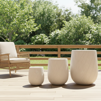 Grands pots à fleurs contemporains en béton léger et écologique, durables, sculptés à la main, 25L, avec trous de drainage, pour jardin intérieur ou extérieur