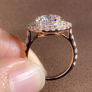 Anillo de Diamantes F856, Corte Brillante Redondo, Diamante Sintético Cultivado en Laboratorio, Anillo de Compromiso Clásico, Joyería para Mujer - Product Image 4