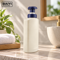 Bouteille pompe en PE de 700 ml, bleu crème, surface lisse, emballage plastique, soins personnels, impression couleur personnalisée pour gel douche