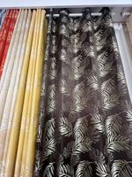 Rideau Voilage Jacquard Luxe Motif Feuilles Style Romain, Tissu Teint Fil Moderne et Simple, à Œillets, Pour Toutes Saisons, Ignifuge 100%