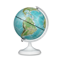 Globe océanique multilingue durable de 20cm en PVC bleu + carte physique en métal pour l'enseignement de la géographie en classe ressource éducative
