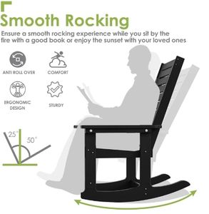 Ensemble <span class=keywords><strong>de</strong></span> 2 chaises à bascule <span class=keywords><strong>de</strong></span> <span class=keywords><strong>jardin</strong></span> modernes surdimensionnées en plastique HDPE à dossier haut et à larges accoudoirs pour <span class=keywords><strong>jardin</strong></span>, cour, <span class=keywords><strong>balcon</strong></span> - Product Image 5