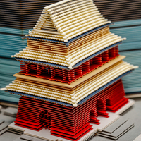 Autocollants de bloc-notes gravés au laser 3D, boîtes à bagues de luxe, feuilles mobiles, design d'architecture traditionnelle, cadeaux d'anniversaire, souvenirs
