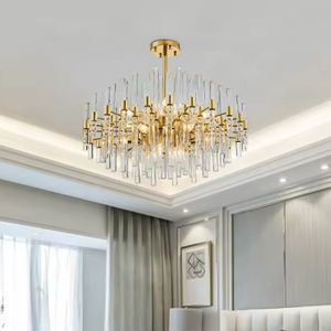 Zeal Lighting Modern Luxury Gold Crystal tube Chandelier Lámpara colgante para sala de estar - Product Image 2