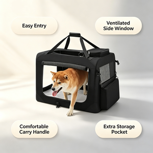 Soft Sided Dog <b>Carrier</b> Collapsible <b>Pet</b> Travel <b>Carrier</b> With Breathable Mesh Windows Storage Pockets Portable Dog Cat <b>Carrier</b> - Product Image 3