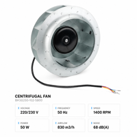 Holafan 250mm 230VAC Industrieller Hochleistungs-Stahllüfter mit Rückwärts-Zentrifugallaufrad für Landwirtschaft und Produktionsanlagen