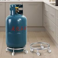 Duurzame, duurzame gasflesstandaard van roestvrij staal, moderne mobiele beugel met zwenkwielen, waterdicht, eenvoudige installatie, keuken