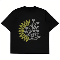 Transfert thermocollant personnalisé motif tournesol en strass pour T-shirt