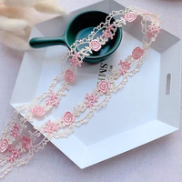 Bricolage vêtements accessoires de couture rose Beige garniture en dentelle de haute qualité fleur dentelle tissu broderie à la main ruban de Patchwork