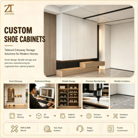 Système de rangement sophistiqué blanc mat pour couloir avec tiroirs en bois emboîtables, unité d'entrée architecturale pour villa haut de gamme