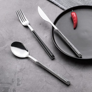 Ensemble de couverts en acier inoxydable 304, finition brillante, bois et argent, pour repas occidentaux, couteau, fourchette, cuillère à café - Product Image 3