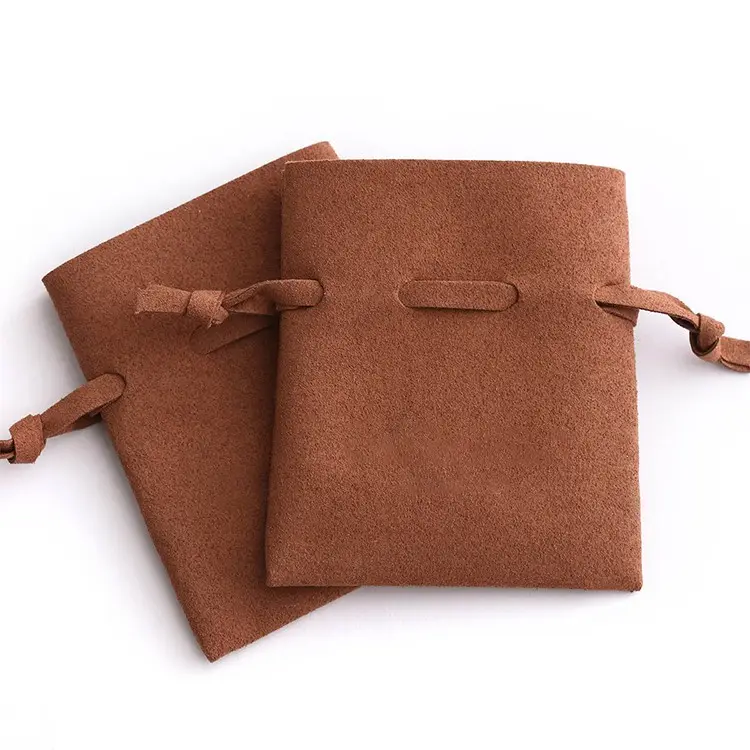 Custom Gift Pouch Bag Microfiber Suede /Faux suede Jewellery Pouch For Rings Necklace Natural Jewelry