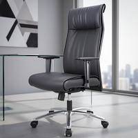 Chaise de bureau ergonomique pivotante en cuir moderne, réglable, de luxe, pour dirigeant, siège d'invité, chaise à roulettes en PU