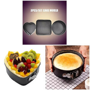 Moldes para Pasteles de Acero al Carbono Ecológicos, Juego de 3 Piezas, Forma de Corazón y Cuadrado, Antiadherentes y a Prueba de Fugas, Venta al Por Mayor - Product Image 4
