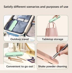 Custom Logo Small Silicone <b>Makeup</b> Brush Holder With Eye-Shaped Bag <b>Case</b> Trendy Cosmetic Pouch for Travel Light Usage - Product Image 4