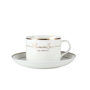 Bán Buôn Cappuccino Gốm <span class=keywords><strong>Cup</strong></span> Tùy Chỉnh In Logo Vàng Cạnh Trắng Sứ Cốc Cà Phê Và Chiếc Đĩa Trà Ly & Đĩa Đặt - Product Image 6