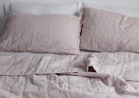 Confortable 100% pur lin français lin pierre lavé couette et taie d'oreiller ensemble