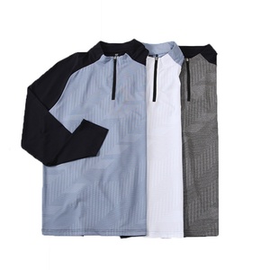Vêtements de sport décontractés pour hommes en gros, vêtements de sport athlétiques, course à pied, couleurs contrastées, respirants, extensibles, à séchage rapide, t-shirt à manches longues - Product Image 3