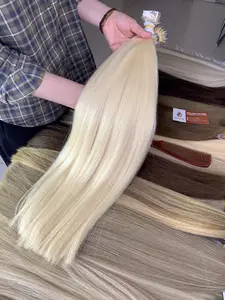 Keratin ujung Nano rambut Virgin warna ujung Nano rambut manusia Virgin lurus tulang dari Vietnam grosir bundel 100%