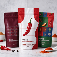 Sachets d'emballage écologiques pour poudre d'épices bio, personnalisés, imprimés, avec fermeture éclair, pour piment rouge et curcuma