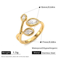 Bague en acier inoxydable plaqué or 18 carats PVD avec fleur colorée en zircon et strass sertis clos, design de niche, bagues de luxe élégantes, bijoux pour femmes