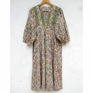 Robe d'été élégante style vintage en coton respirant, imprimé numérique, taille naturelle, détail boutonné, longueur genou, pour la plage, taille 6XL - Product Image 1