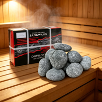 Batu Basalt Sauna Bentuk Oval Premium, Stabilitas Termal Baik untuk Sauna Uap