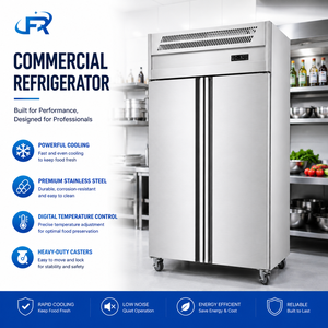 <span class=keywords><strong>Frigorifero</strong></span> Commerciale a <span class=keywords><strong>2</strong></span> <span class=keywords><strong>Porte</strong></span> in Acciaio Inossidabile, Frigo Verticale con Raffreddamento Uniforme e Facile Pulizia - Product Image 1