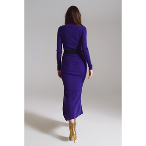 Robe maxi en tricot à col haut en violet - Product Image 1