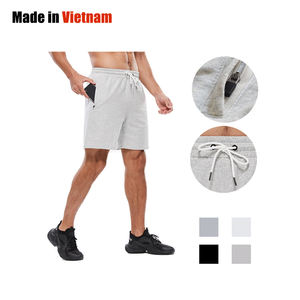 Pantalones cortos deportivos de secado rápido Anti-UV de lona media vintage personalizados de fabricante para hombre poliéster/algodón gris baloncesto correr - Product Image 1