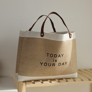 Thiết Kế Mới Bán Buôn Phụ Nữ Đay Mua Sắm Túi Biểu Tượng Tùy Chỉnh Tái Chế Bãi Biển Tote Hàng Tạp Hóa Túi Nhà Sản Xuất Với Da Xử Lý - Product Image 6