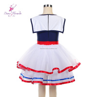 Costumes de danse bleu marine préférés, tutu de ballet avec tulle blanc, costumes de danse C26335