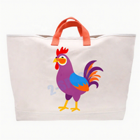 Sac de plage en toile de coton naturel de 24 oz sac de Mahjong américain extra résistant avec transfert de chaleur