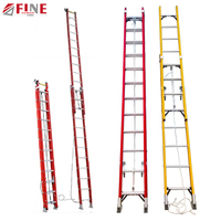 28 24 20 16 marches 12m 15 mètres de corde télescopique en fibre de verre légère Extension à deux sections Escabeau étendu