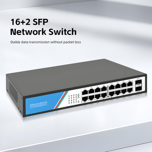 Switch Gigabit non géré 16+2 ports 10/100/1000 Mbps 36 Gbps avec 2 emplacements SFP, format rack de bureau pour réseau de caméras de sécurité, en stock - Product Image 2