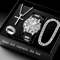YuSa1330 Lot de 4 montres de luxe pour hommes, grand cadran, mouvement à quartz, ensemble de bijoux, Reloj Hombre