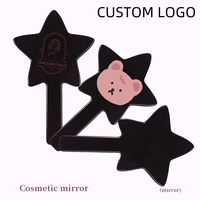 FIORTIA Miroir de poche promotionnel en gros, motif étoile pastel, avec logo personnalisé, en plastique couleur unie, portable, pour enfants